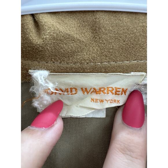 David Warren Womens Dress Size 12 Brown Suede Half Button Up Collared Vintage - Picture 6 of 15